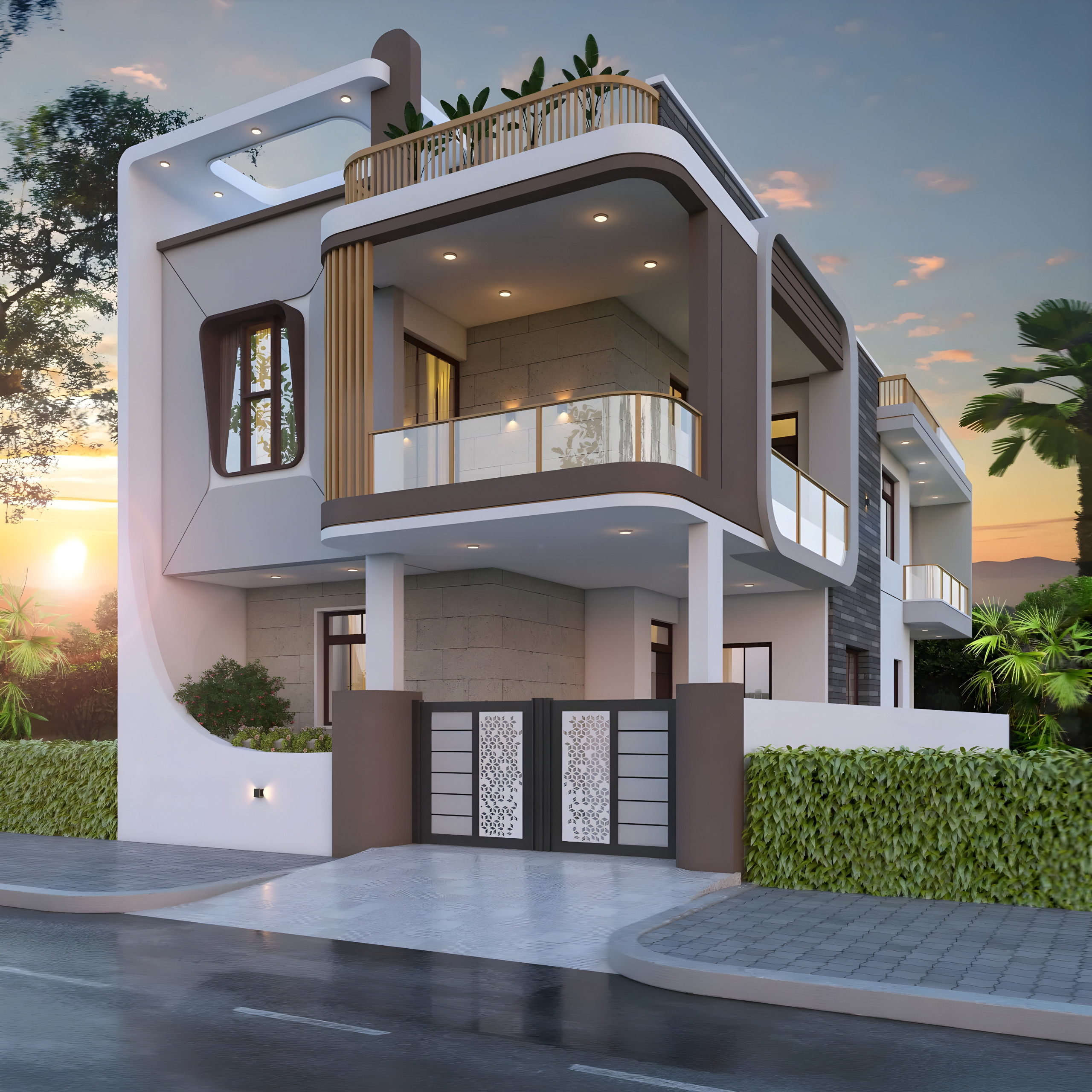 Hillside retreat framework: courts that frame the horizon
